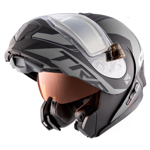 Шлем модуляр CKX TRANZ 1,5 Ams DL+EDL Caliber матовый серый 512002 Размер S