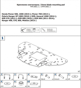 Универсальная площадка снегоотвала Supreme Rival для Polaris, Honda 2444.0061.1