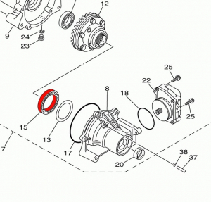 Подшипник переднего редуктора для квадроцикла Yamaha Grizzly Viking Rhino Big Bear 700 550 450 350 3B4-46164-00-00