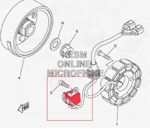 Датчик хола (катушки генератора) Caltric для квадроцикла Yamaha YFZ 450 2004-2009 5TG-81410-03-00 5TG-81410-02-00 PC147CA