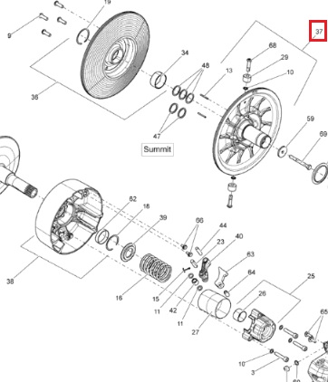 417127392 Шкив Ведомого Вариатора Для Ski Doo