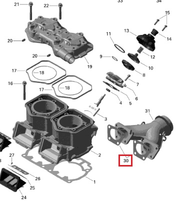 Прокладка выпускного коллектора снегохода Ski-Doo 420931610