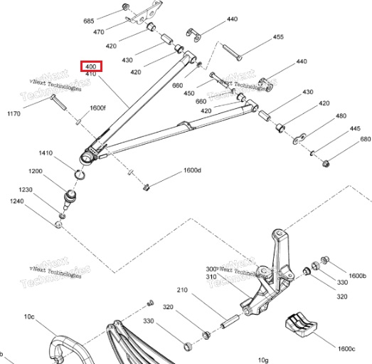 Рычаг передний нижний левый (34") снегохода BRP Ski-Doo 850 600 Summit GEN5 505075470 505075766