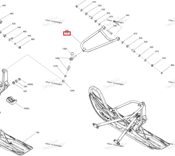 Рычаг передний верхний правый (34") для BRP Ski-Doo 850 600 Summit Expert Turbo  (2022+) 505075179