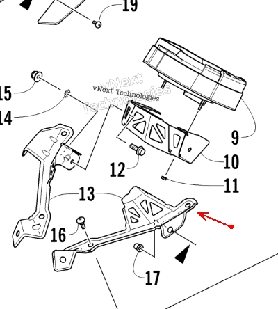 Крепление приборной панели левое Arctic Cat 6606-131