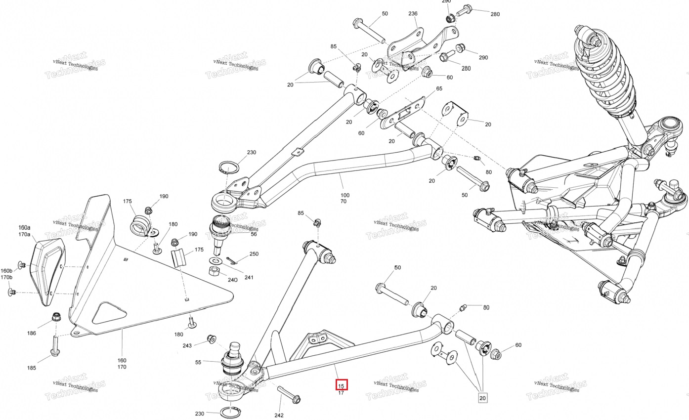 Рычаг передний нижний левый для квадроцикла BRP Can-Am G2L Outlander 570 450 706204639