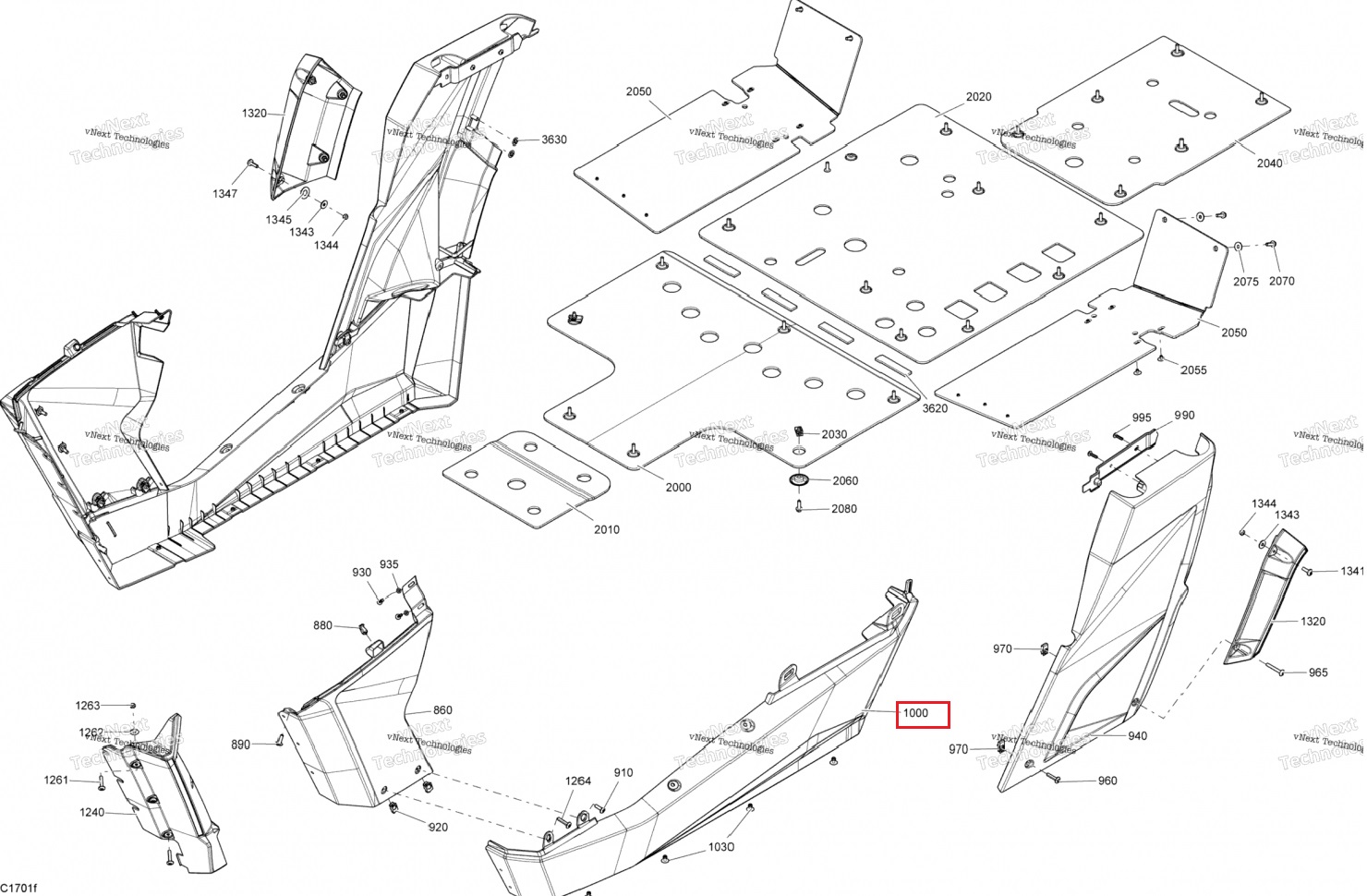 705006994 Панель бокового порога правая Commander 800/1000 705005549/705004990/705003939/705006994