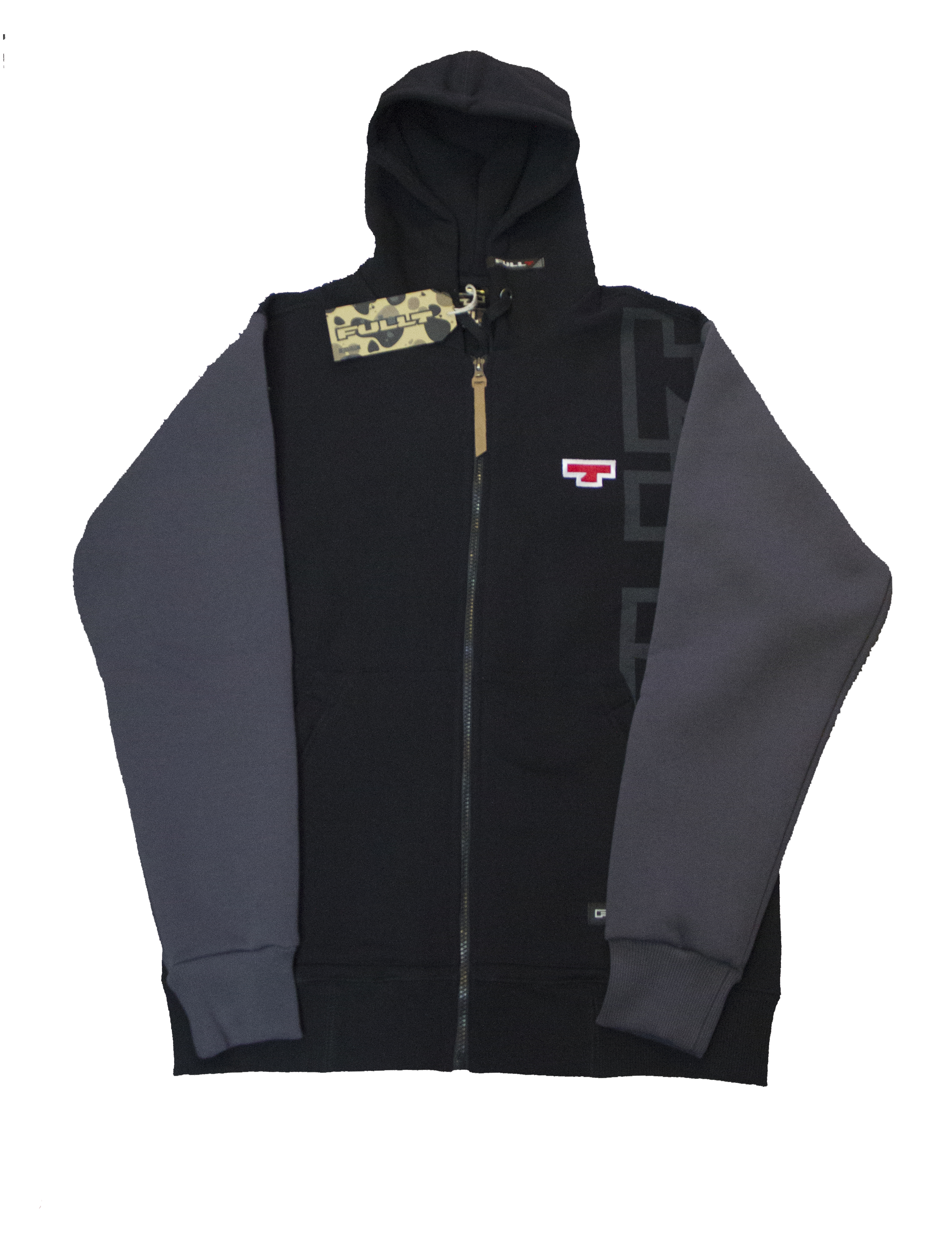 Толстовка с капюшоном на молнии FullT T чёрно-серая (Размер XS) Размер XS