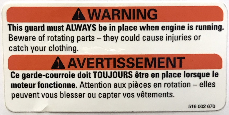 Наклейка Warning Decal предупреждения BRP Ski-Doo 516002964