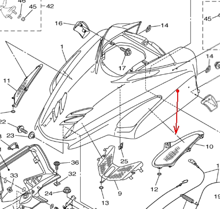 Накладка капота левая Yamaha VK Professional 8FN-77109-00-00