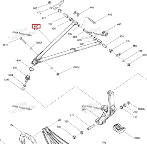 Рычаг передний нижний левый (34") снегохода BRP Ski-Doo 850 600 Summit GEN5 505075470 505075766