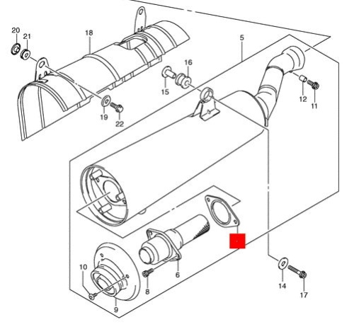 Прокладка глушителя квадроцикла Suzuki King Quad 750 14773-31G02