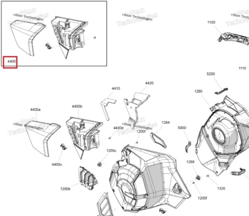 Панель передняя левая для BRP Ski-Doo REV Gen5 517308491