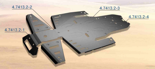 Комплект защиты днища Rival для квадроцикла Polaris RZR1000 444.7413.2